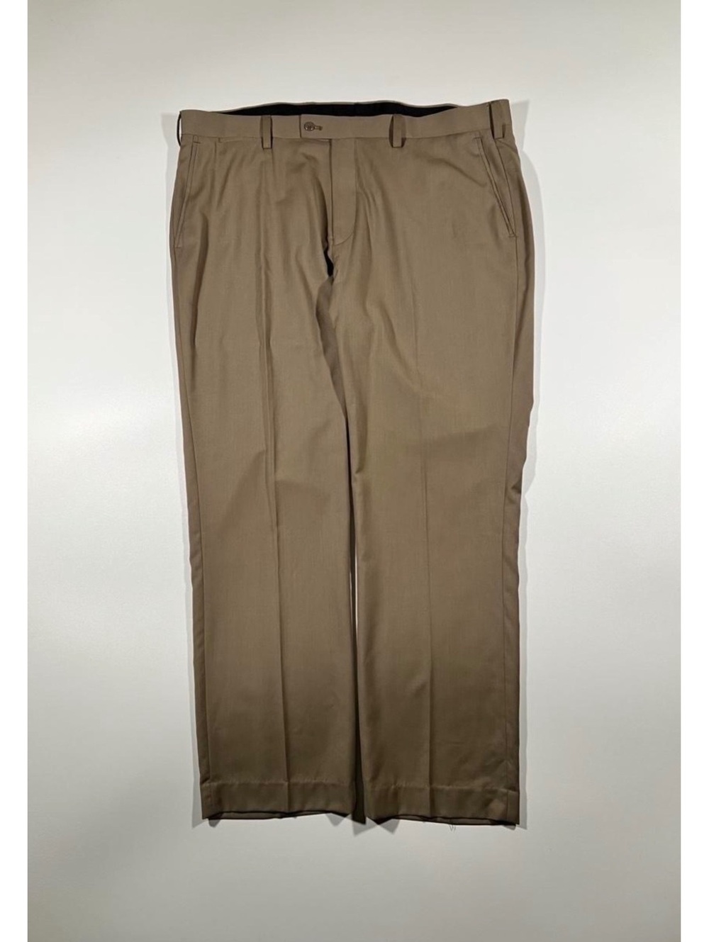Louis Raphael Tailored Dress Pants Mens Size 40 Khaki Flat Front Wool Blend